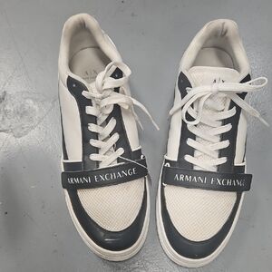 Armani Exchange Men's Black and White Lace-Up Sneakers